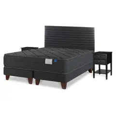 FLEX - Cama Europea Black 2 Plazas Mueble + Respaldo