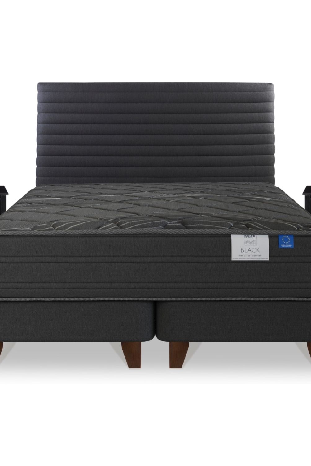 FLEX - Cama Europea Flex Black 2 Plazas Mueble + Respaldo