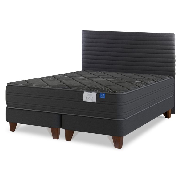 FLEX Cama Europea Black King x 2.00mt Base Dividida + Respaldo