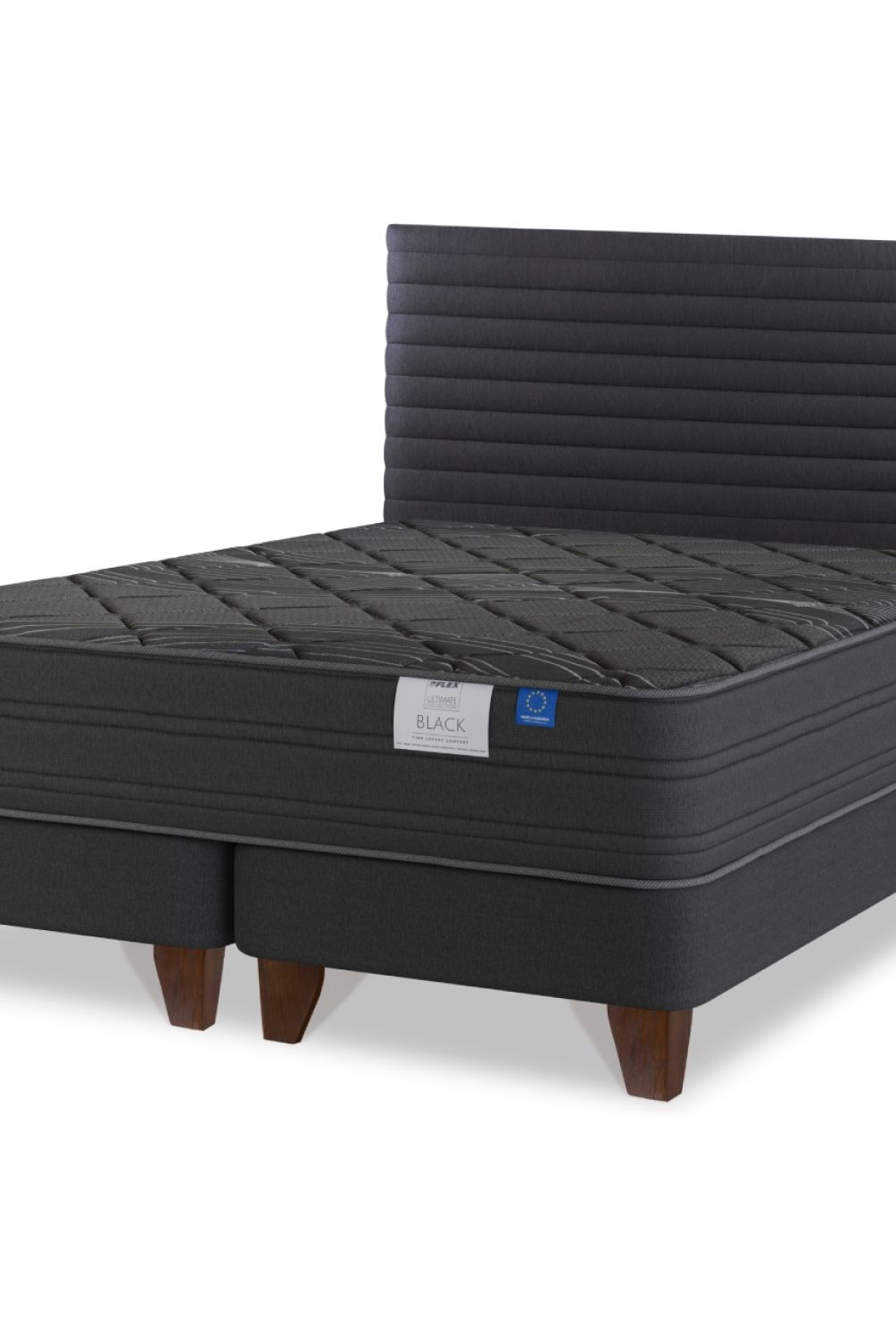 FLEX - Cama Europea Black King 180X200 Cm + Respaldo Modern Grafito Flex