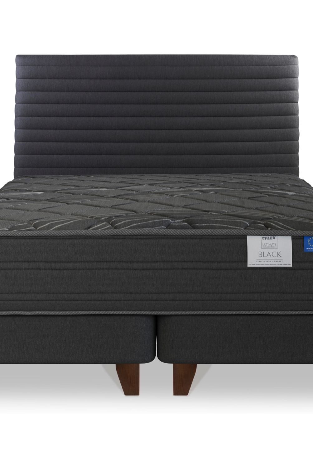 FLEX - Cama Europea Black King 180X200 Cm + Respaldo Modern Grafito Flex