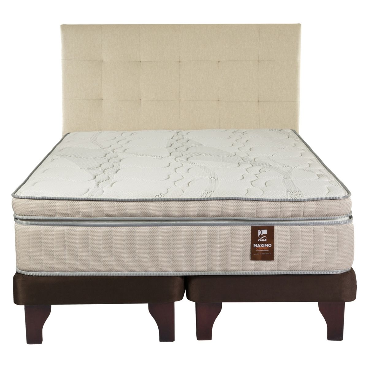 FLEX - Cama Europea Máximo Cobre 2 Plazas 150X200 Cm + Respaldo Design Flex