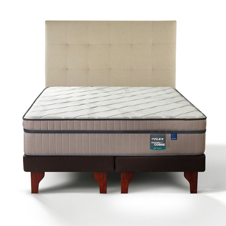 Cama Europea Maximo Cobre King x 2.00mt Base Dividida + Respaldo