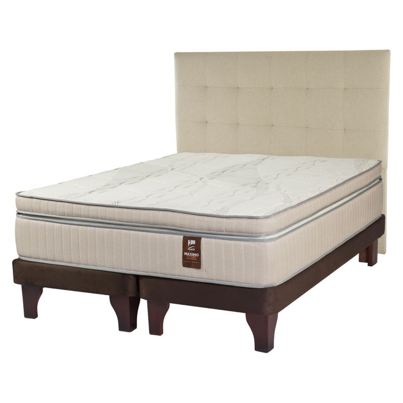 FLEX - Cama Europea Máximo Cobre King 180X200 Cm + Respaldo Design Crudo Flex