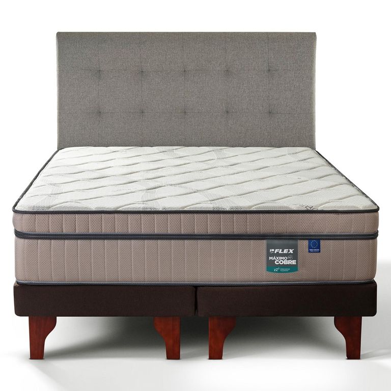 Cama Europea Maximo Cobre King x 2.00mt Base Dividida + Respaldo