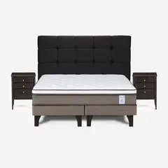 ROSEN - Cama Europea New Style 6 2 Plazas Base Dividida + Muebles
