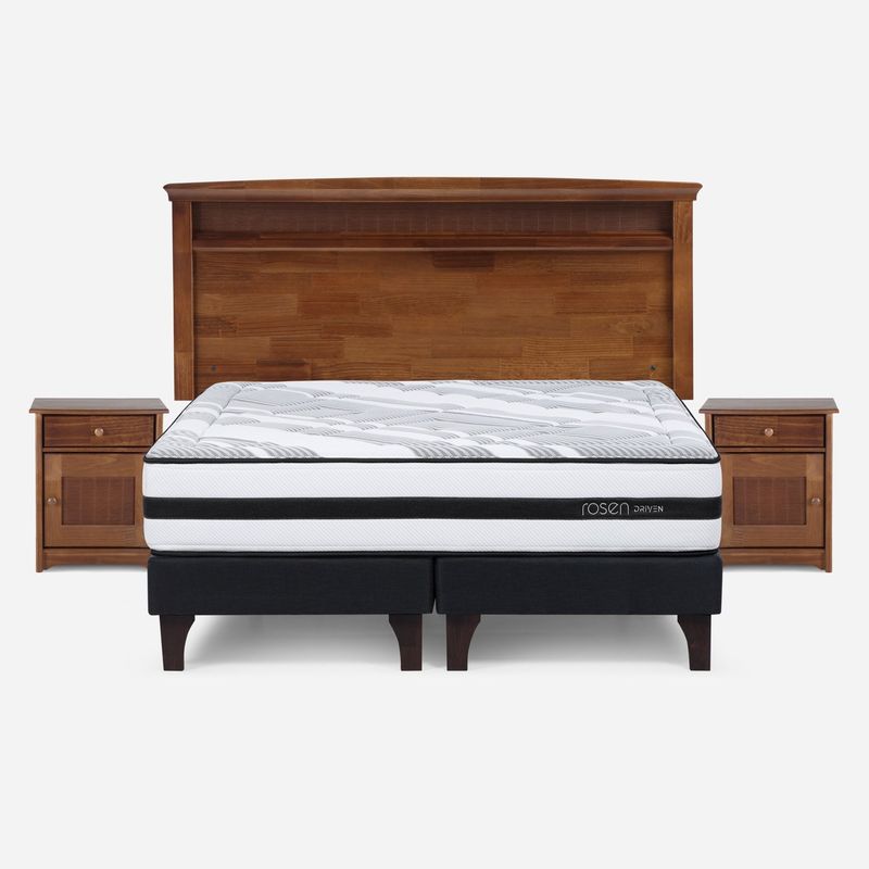 ROSEN - Cama Europea 2 Plazas Driven Base Dividida + Muebles Rosen