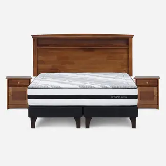 ROSEN - Cama Europea 2 Plazas Driven Base Dividida + Muebles