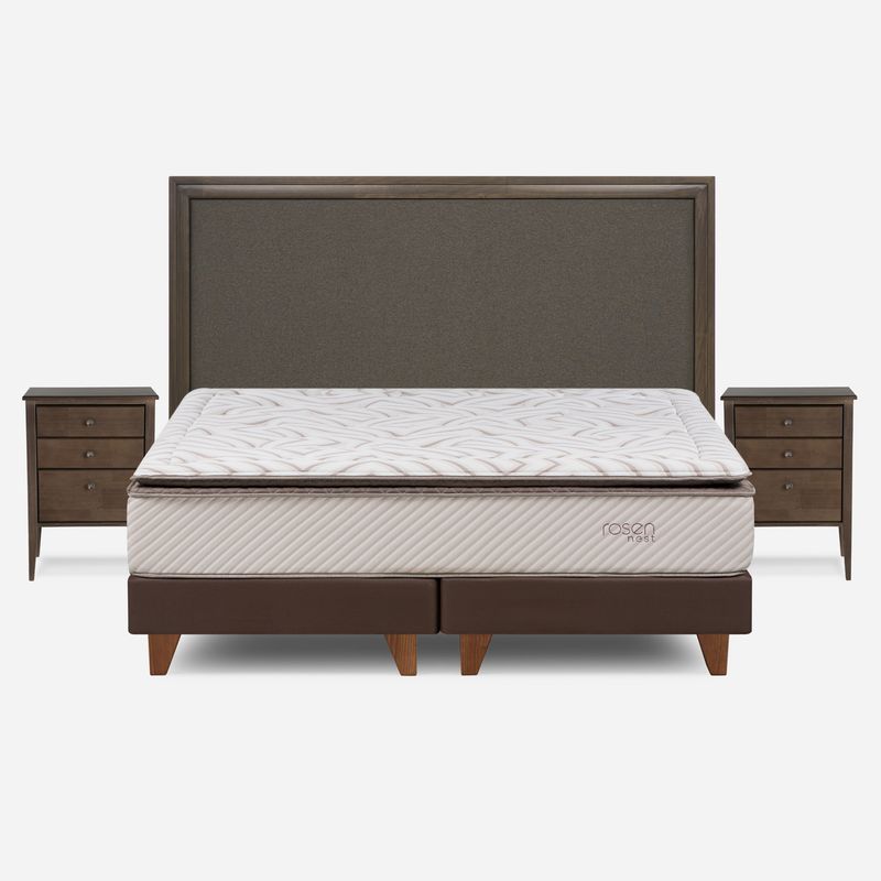 ROSEN - Cama Europea King Nest Base Dividida + Muebles Rosen