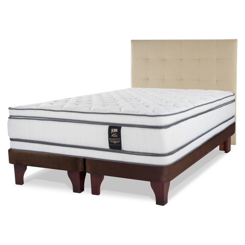 FLEX - Cama Europea Majesty King 180X200 Flex + Respaldo Design Crudo