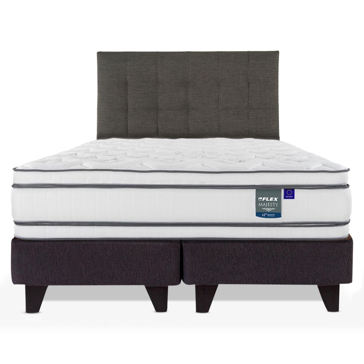 FLEX - Cama Europea Majesty 2 Plazas 150X200 Cm + Respaldo Design Flex