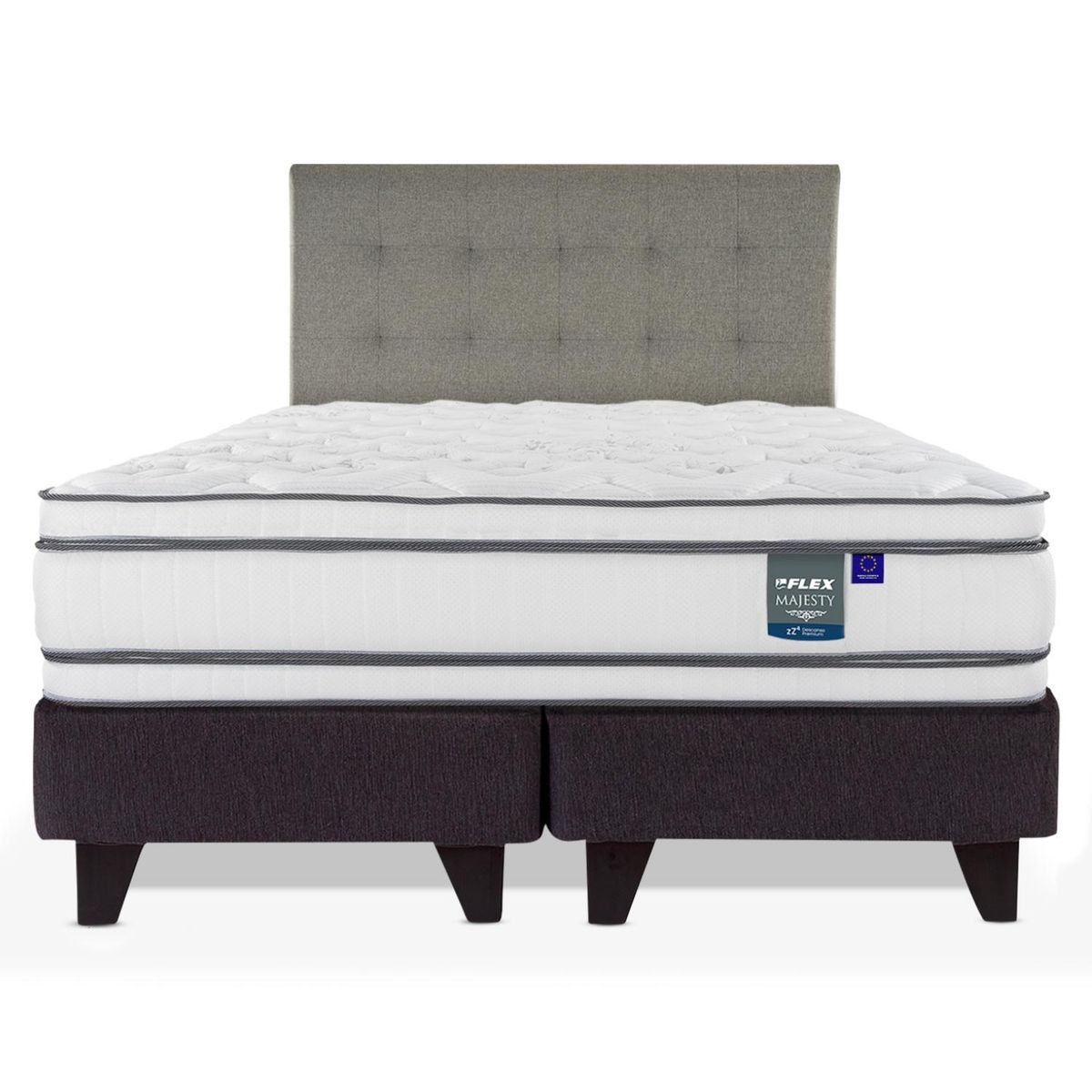 FLEX - Cama Europea Majesty 2 Plazas 150X200 Cm + Respaldo Design Flex