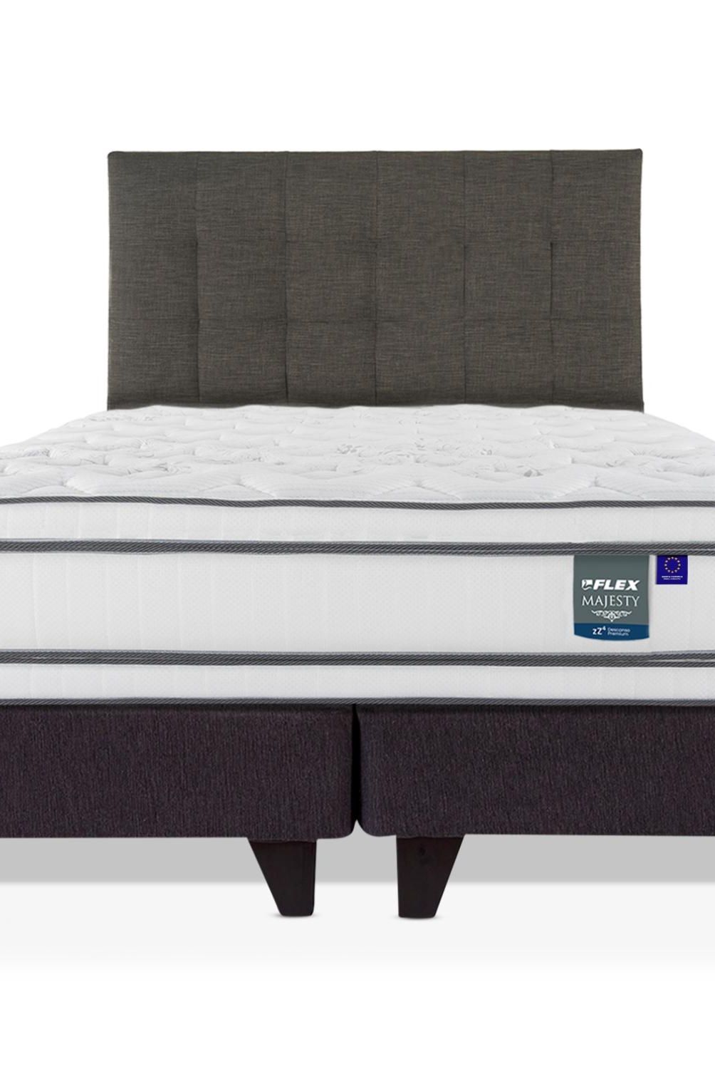 FLEX - Cama Europea Majesty Súper King 200X200 Cm + Respaldo Design Grafito Flex