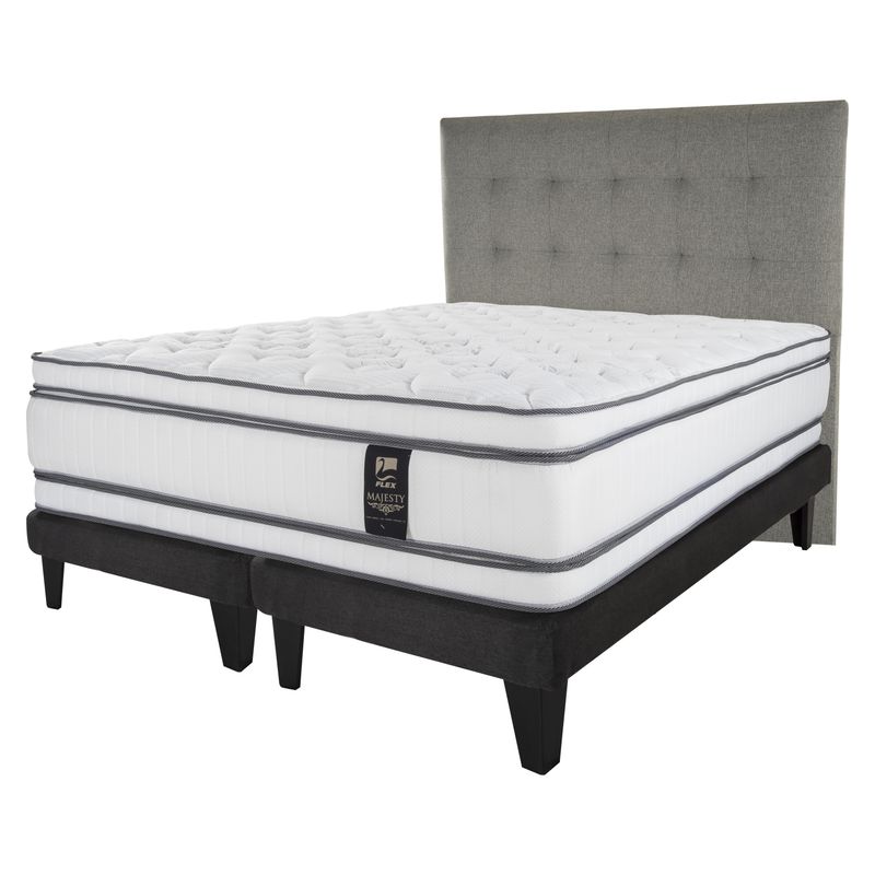 FLEX - Cama Europea Majesty Súper King 200X200 Cm + Respaldo Design Gris Flex