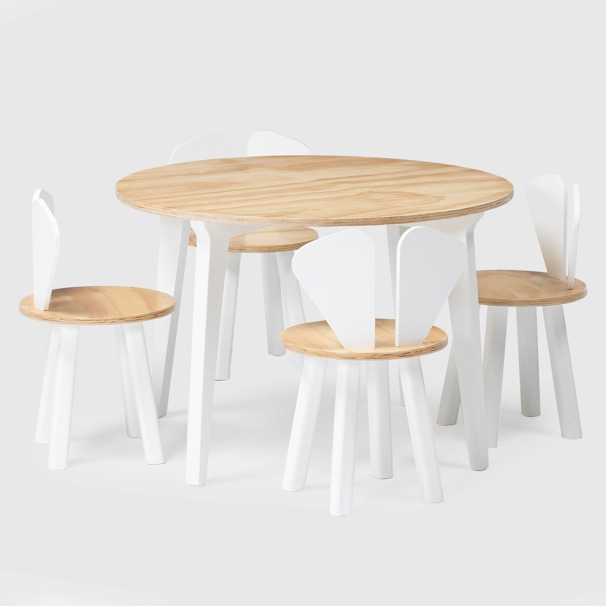 POTICHE MUEBLES & DECORACION - Set Mesa Infantil + 4 Sillas Orejas de Conejo