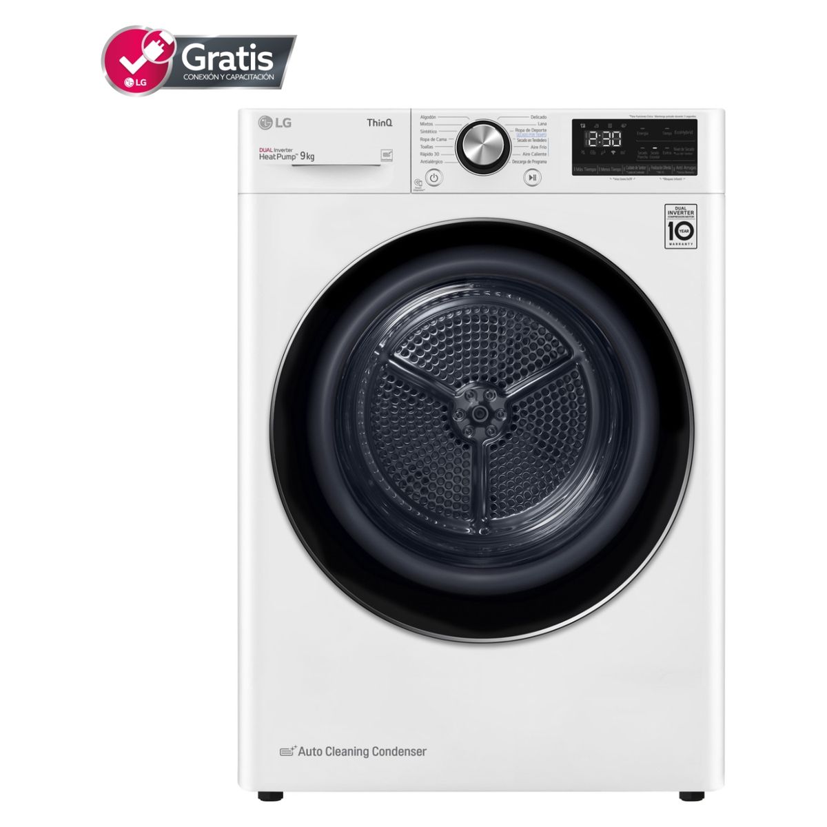 LG - Secadora Eléctrica 9 Kg Bomba de Calor DF9WVC2S6 Dual Inverter Heatpump LG