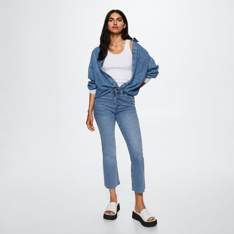 MANGO - Jeans Flare Sienna Tiro Alto Mujer Mango