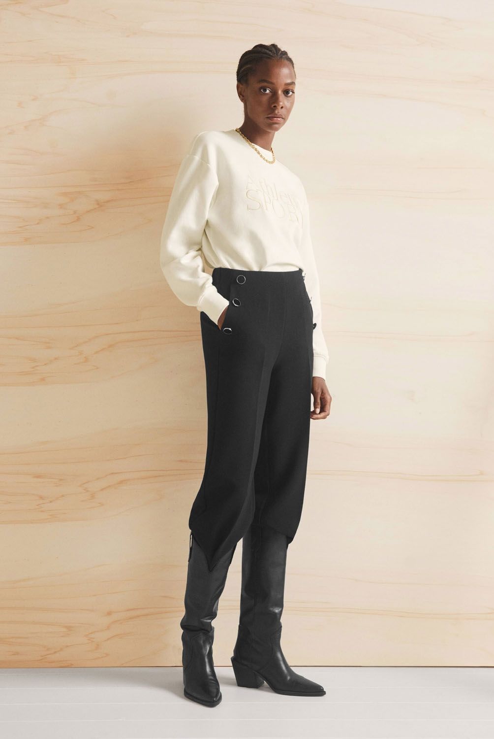 MANGO - Mango Pantalón Crop Botones Dorado Mujer