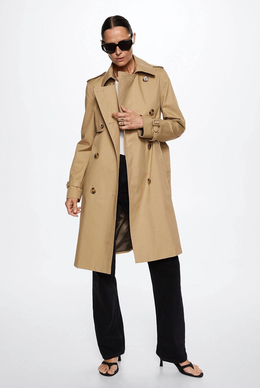 MANGO - Mango Trench Clásico Algodón Polana Mujer