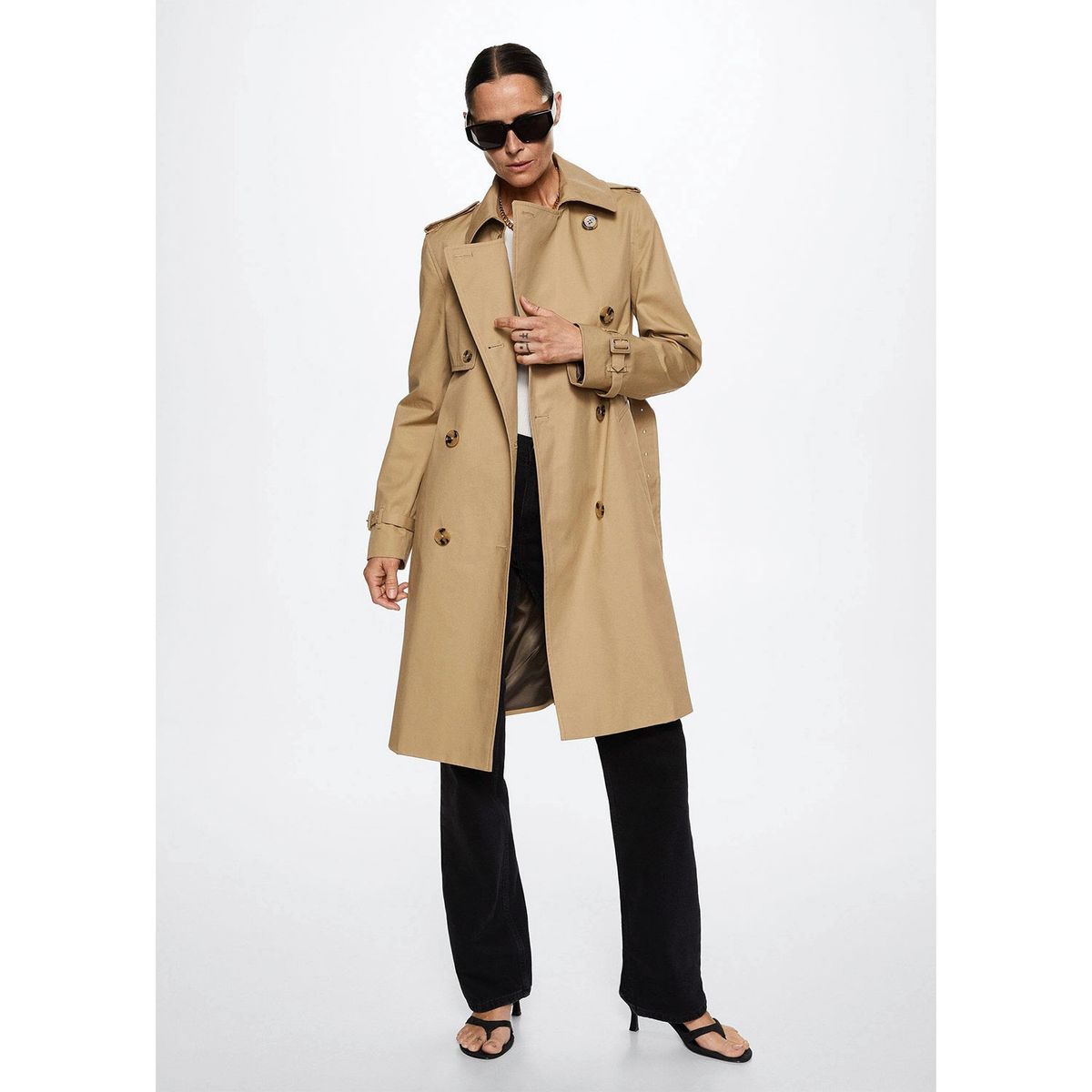 MANGO - Mango Trench Clásico Algodón Polana Mujer
