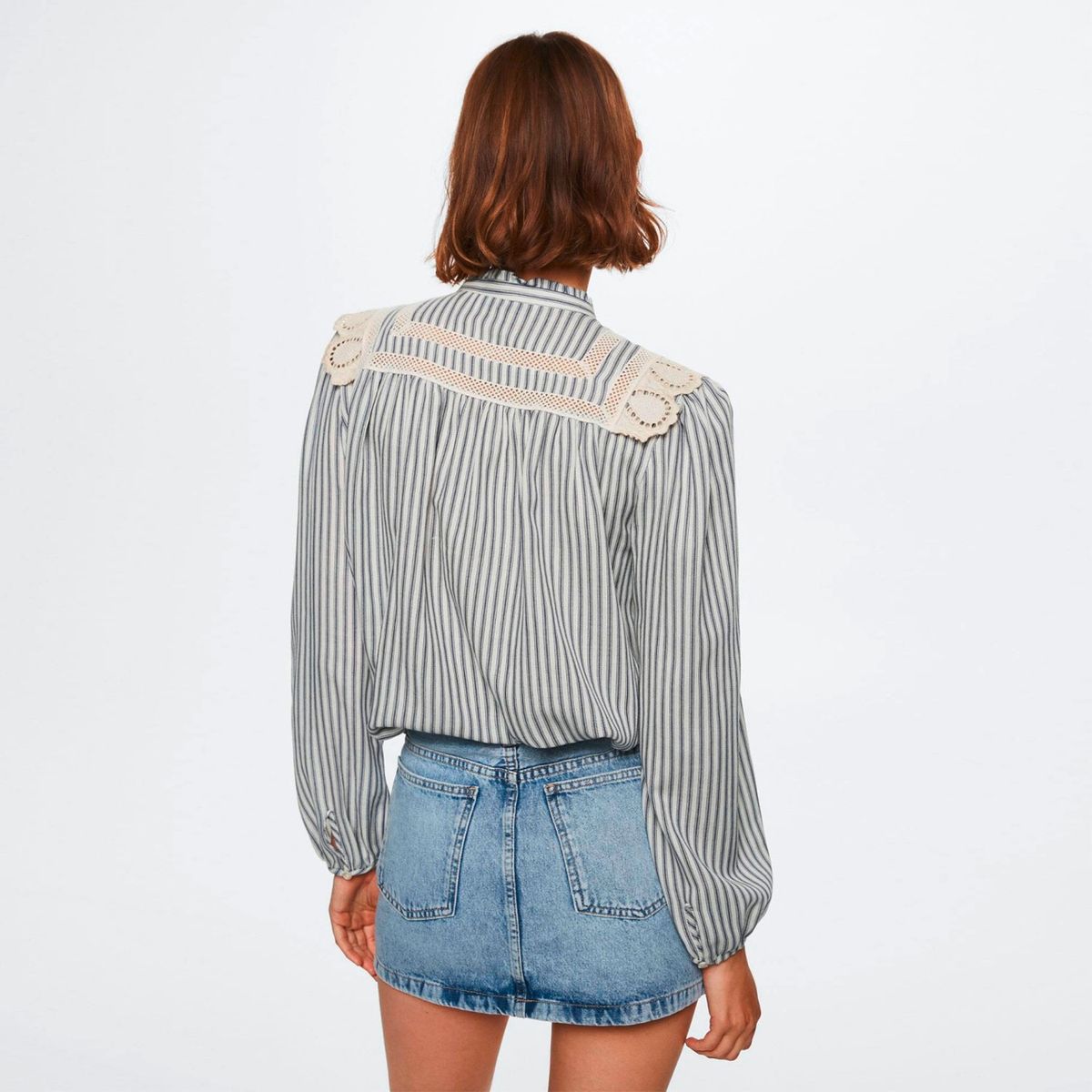 MANGO - Mango Blusa Algodón Bordado Suizo Bonita Mujer