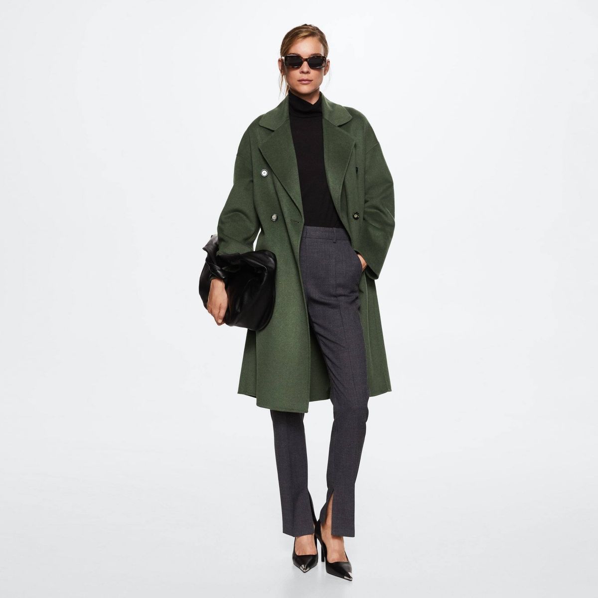 MANGO - Mango Abrigo Lana Handmade Oversize Picarol Mujer