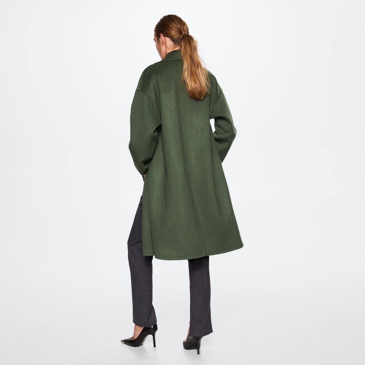 MANGO - Mango Abrigo Lana Handmade Oversize Picarol Mujer