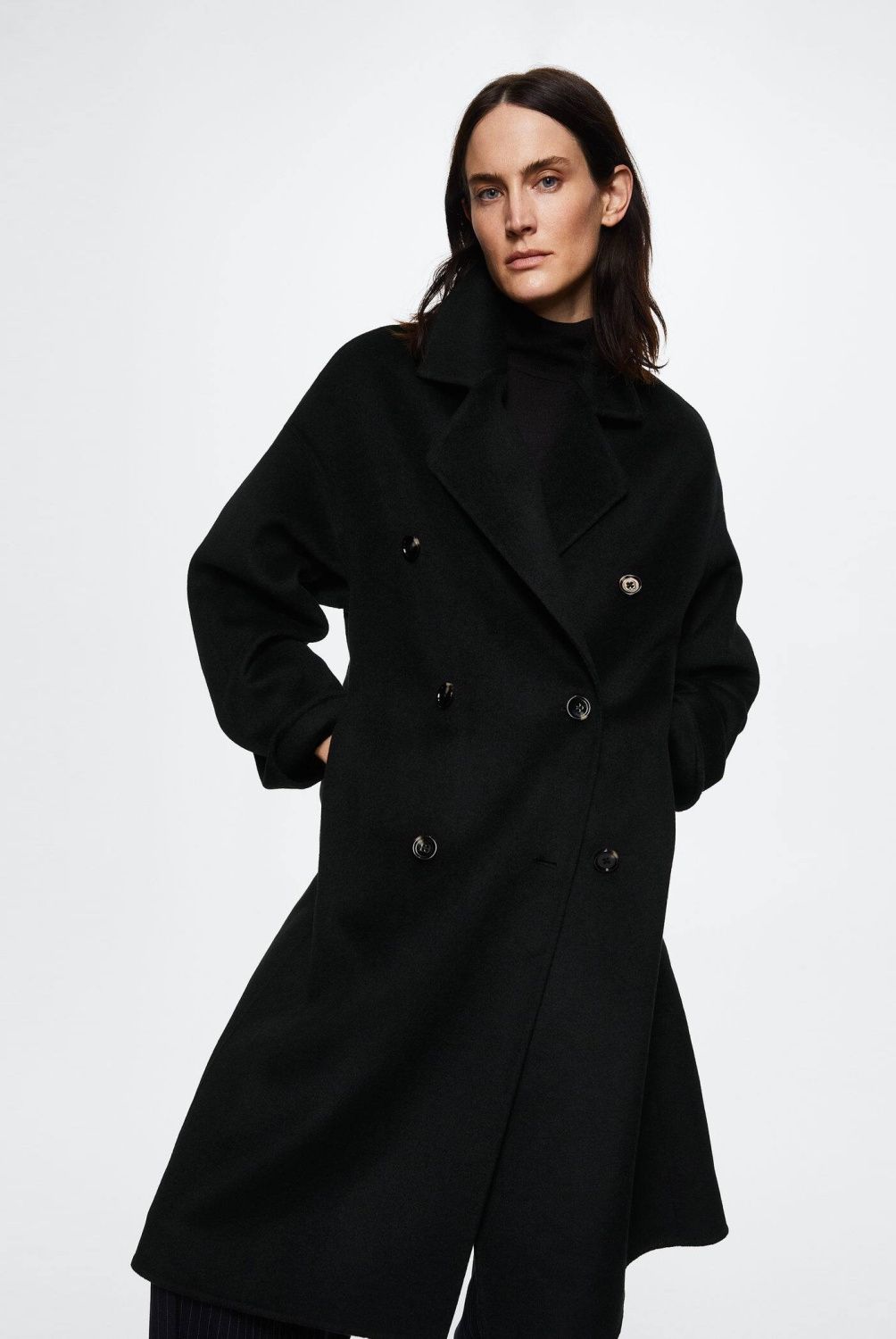MANGO - Mango Abrigo Lana Handmade Oversize Picarol Mujer