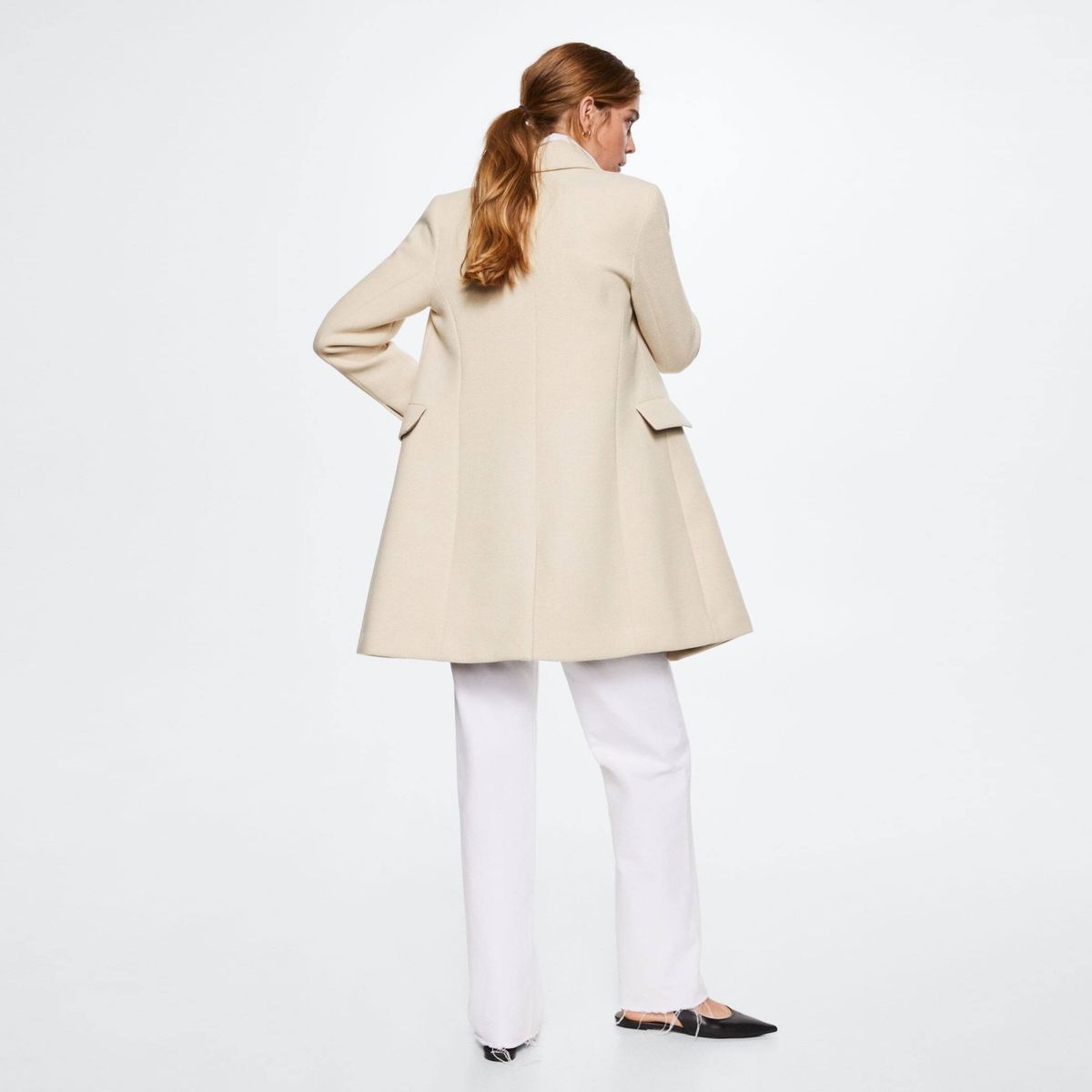 MANGO - Abrigo Largo Lana Cruzado Dali Mujer Mango