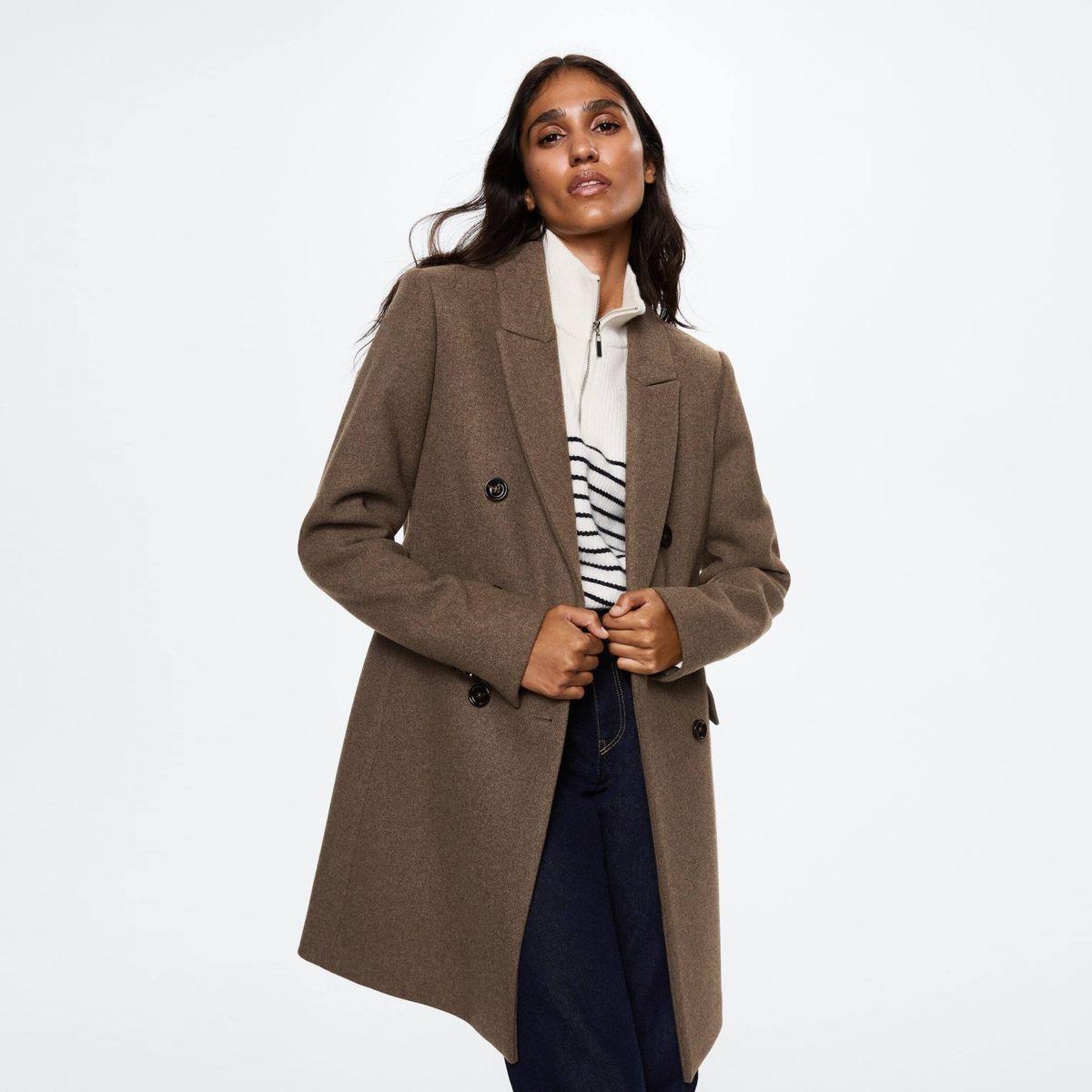 MANGO - Abrigo Largo Lana Cruzado Dali Mujer Mango