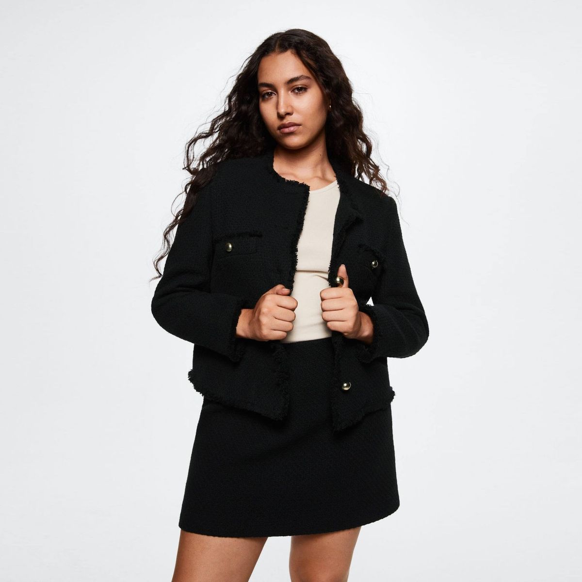 MANGO - Mango Chaqueta Tweed Bolsillos Wintour Mujer