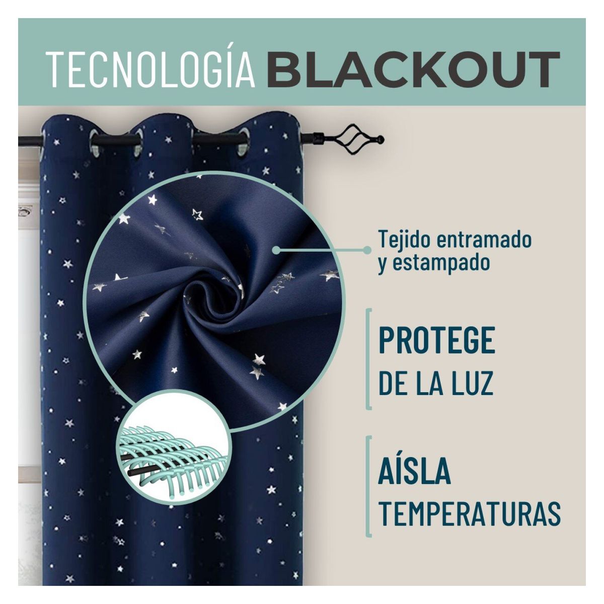 CASATUA - Cortina Niña Niño Semi Blackout 1 Paño 140x220cm