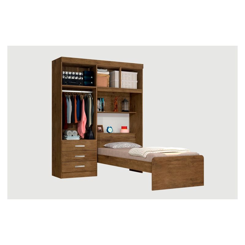 BE DESIGN - Ropero con Cama 1 Plaza Cedro Be Design