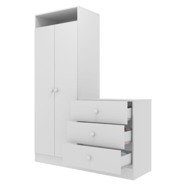 Clóset Armario Infantil con Cómoda Kidscool Pimpolho Blanco