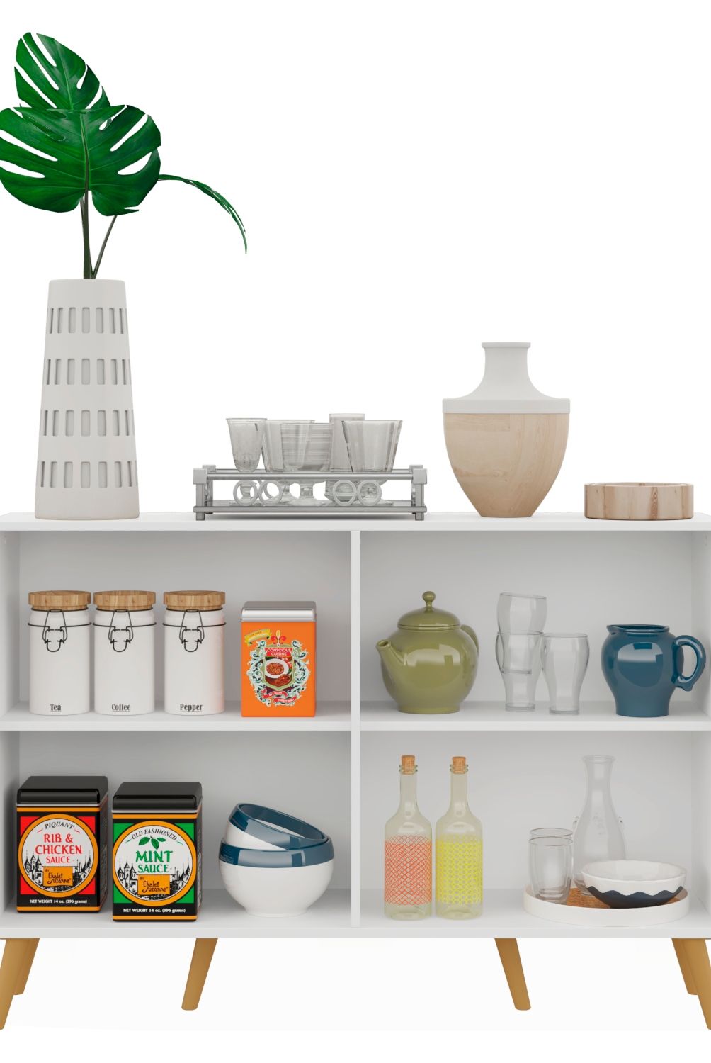 BE DESIGN - Buffet Retro Viena 4 Puertas Blanco Be Design