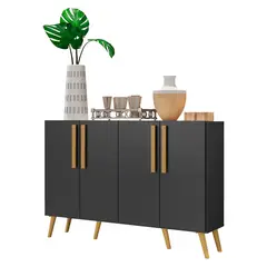 BE DESIGN - Buffet Retro Viena 4 Puertas Negro