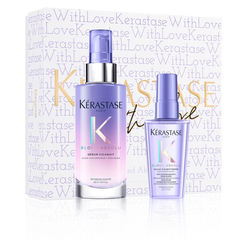 KERASTASE - Set Cabello Rubio o Decolorado Blond Absolu Serum Cicanuit 90ml + Aceite Huile Cicaextreme 50ml Kerastase