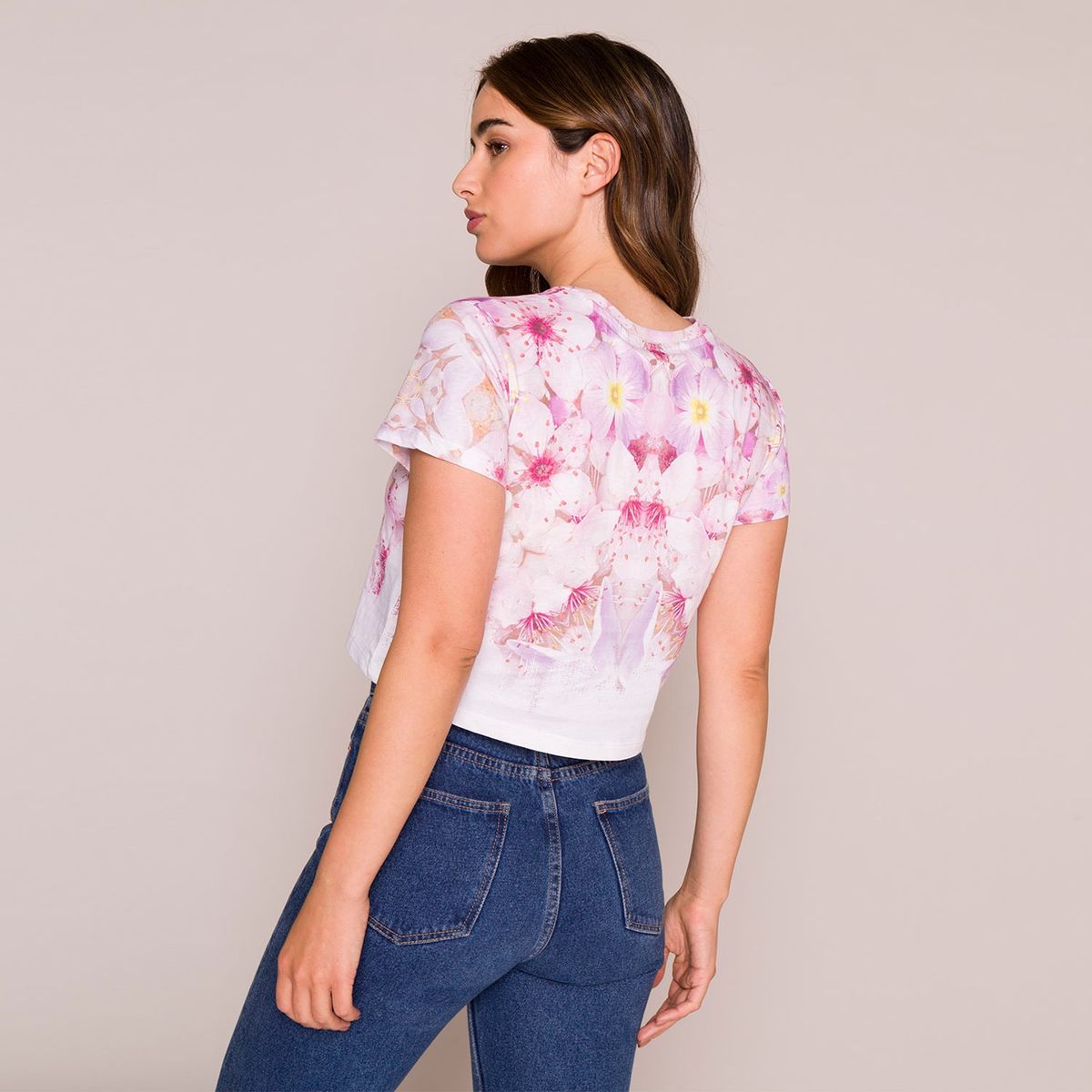 DESIGUAL - Polera Estampada Algodón Manga Corta Mujer Desigual