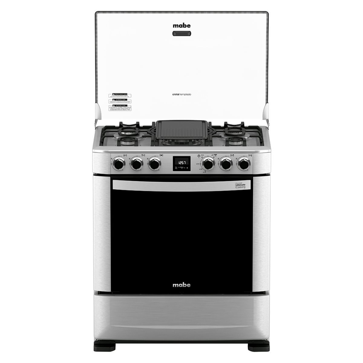 MABE - Cocina 5 Quemadores Horno De 84.80 Lt Con Grill Gas Licuado Andes7670Fx Mabe