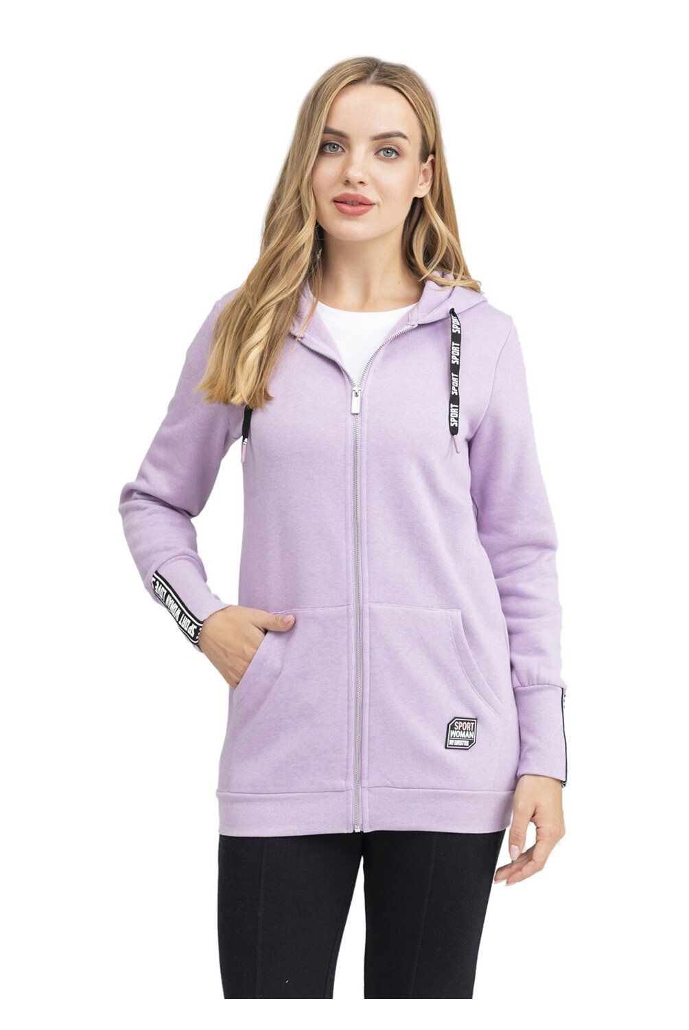 FASHION'S PARK - Poleron Largo Tape Mujer Lila Melange