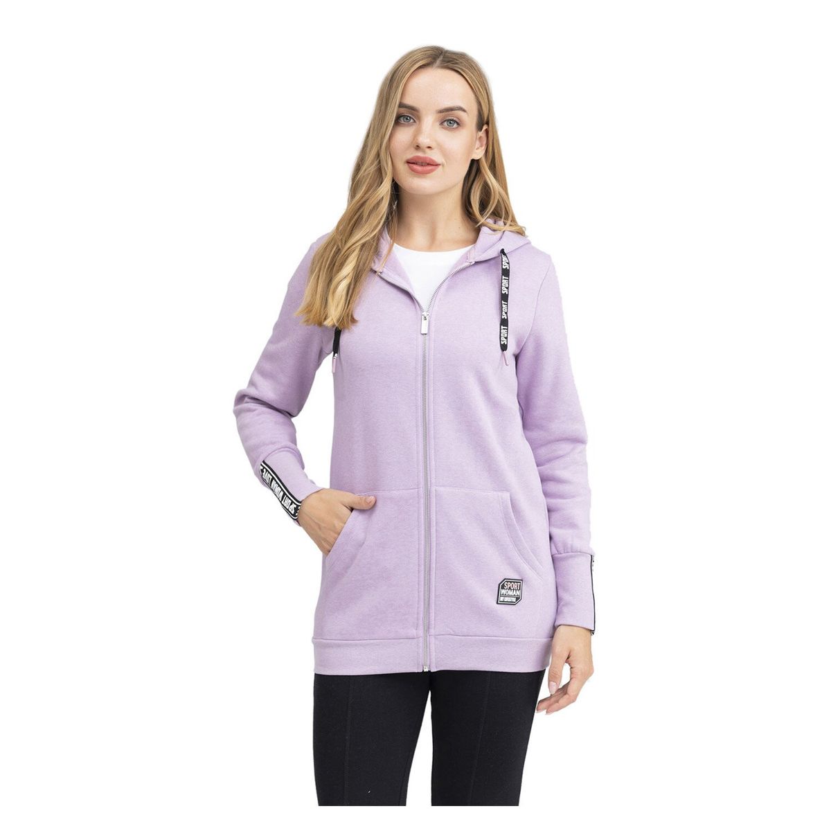 FASHION'S PARK - Poleron Largo Tape Mujer Lila Melange