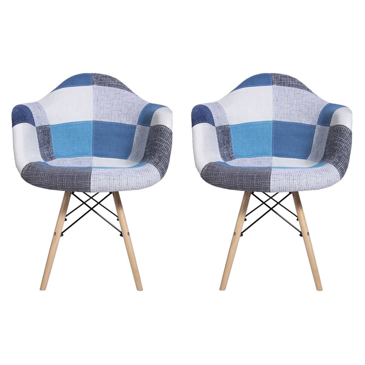 GLOBAL - Pack 2 Sillas Eames patchwork azul
