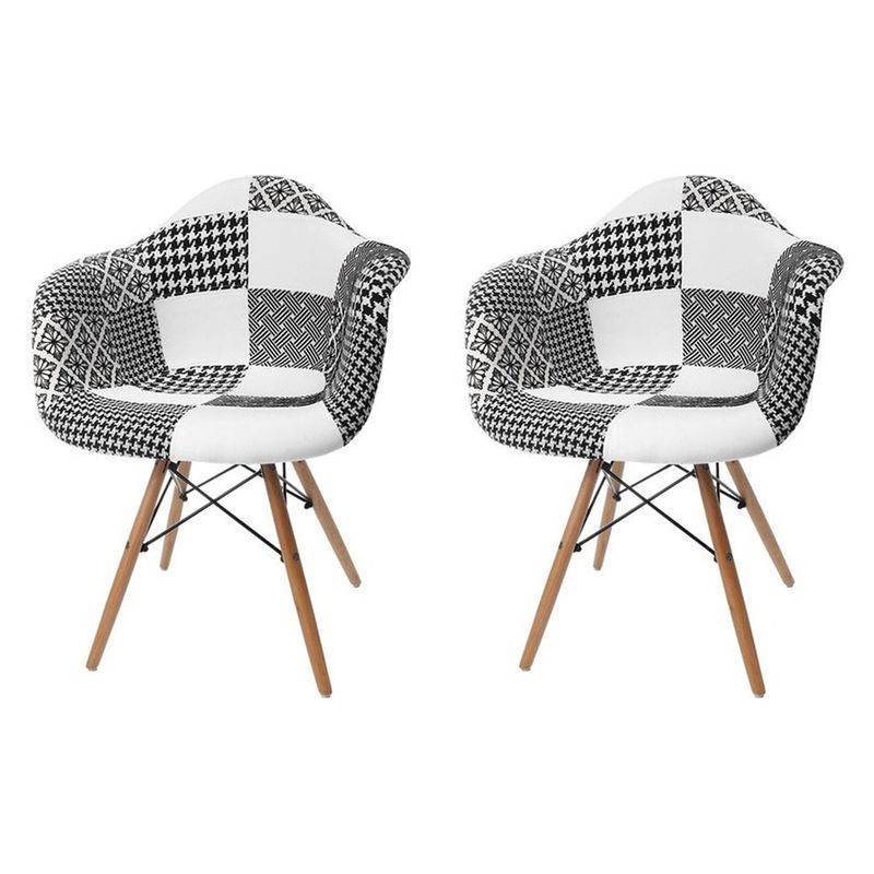 GLOBAL - Pack 2 Sillas Eames patchwork blanco/negro