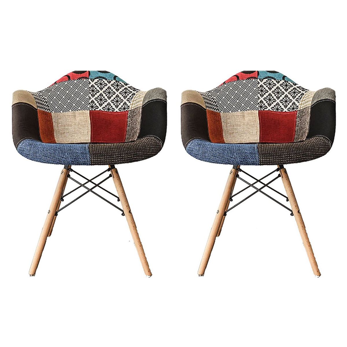 GLOBAL - Pack 2 Sillas Eames patchwork variado
