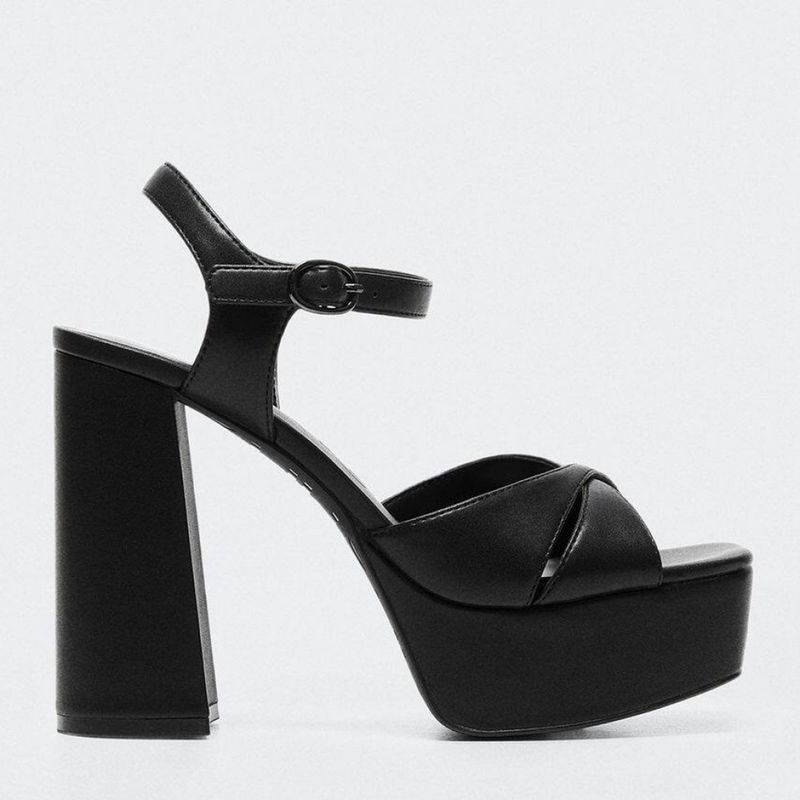 MANGO - Sandalia Mujer Negro Mango