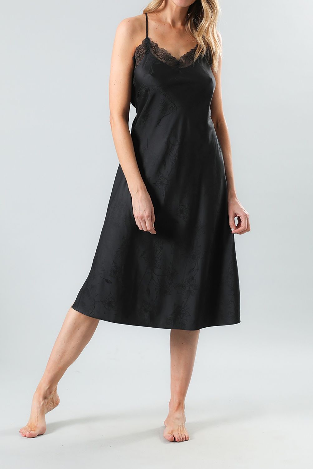 FLORES - Camisola Larga Encaje Jacquard Mujer Flores