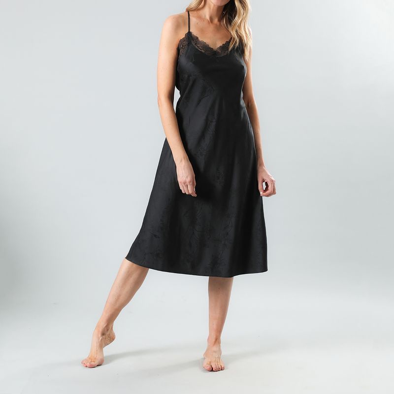 FLORES - Camisola Larga Encaje Jacquard Mujer Flores