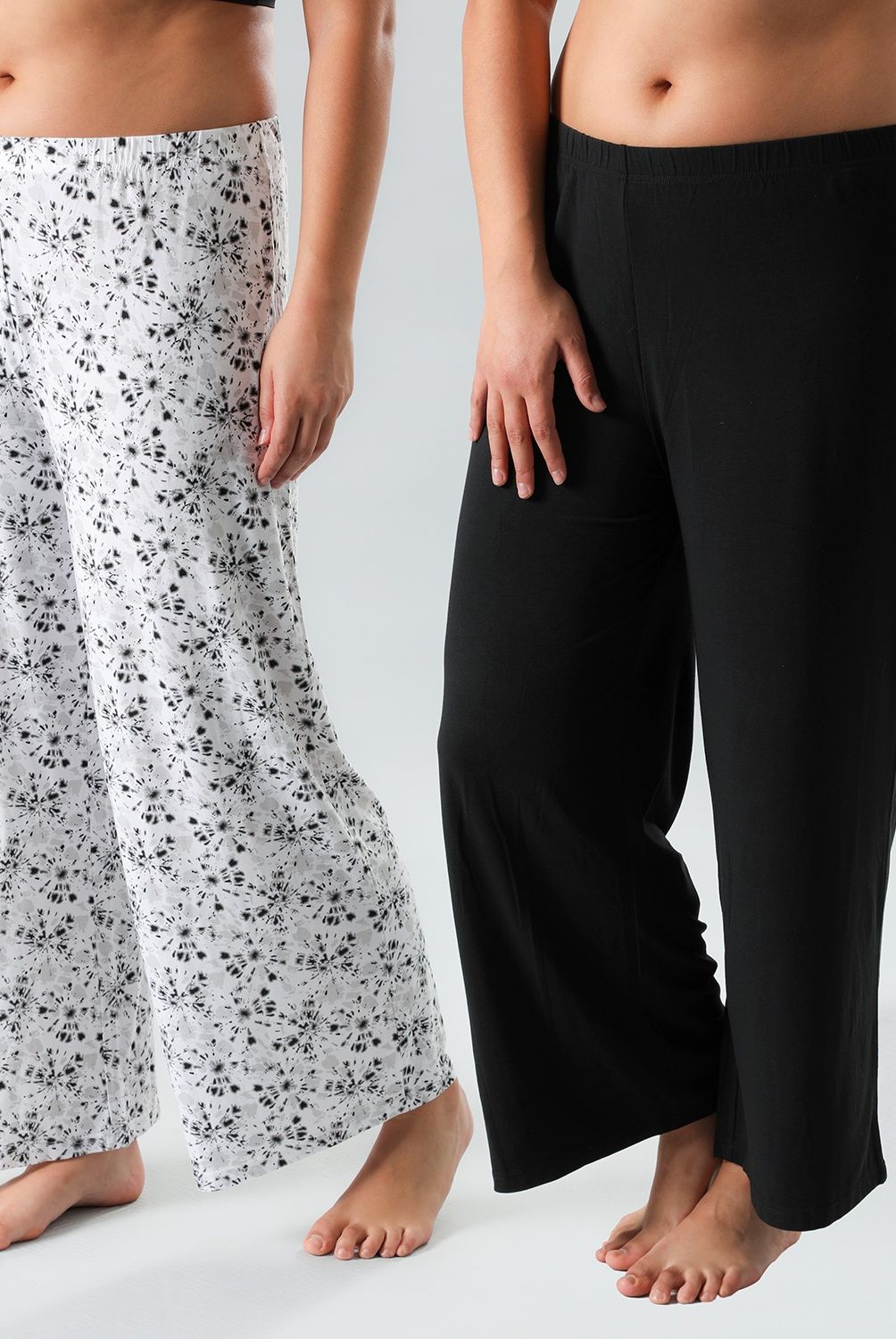 FLORES - Pack De 2 Pantalón Pijama Palazzo Mujer Flores