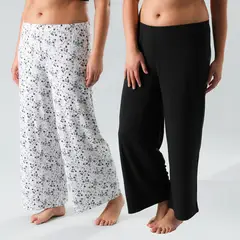 FLORES - Pack De 2 Pantalón Pijama Palazzo Mujer