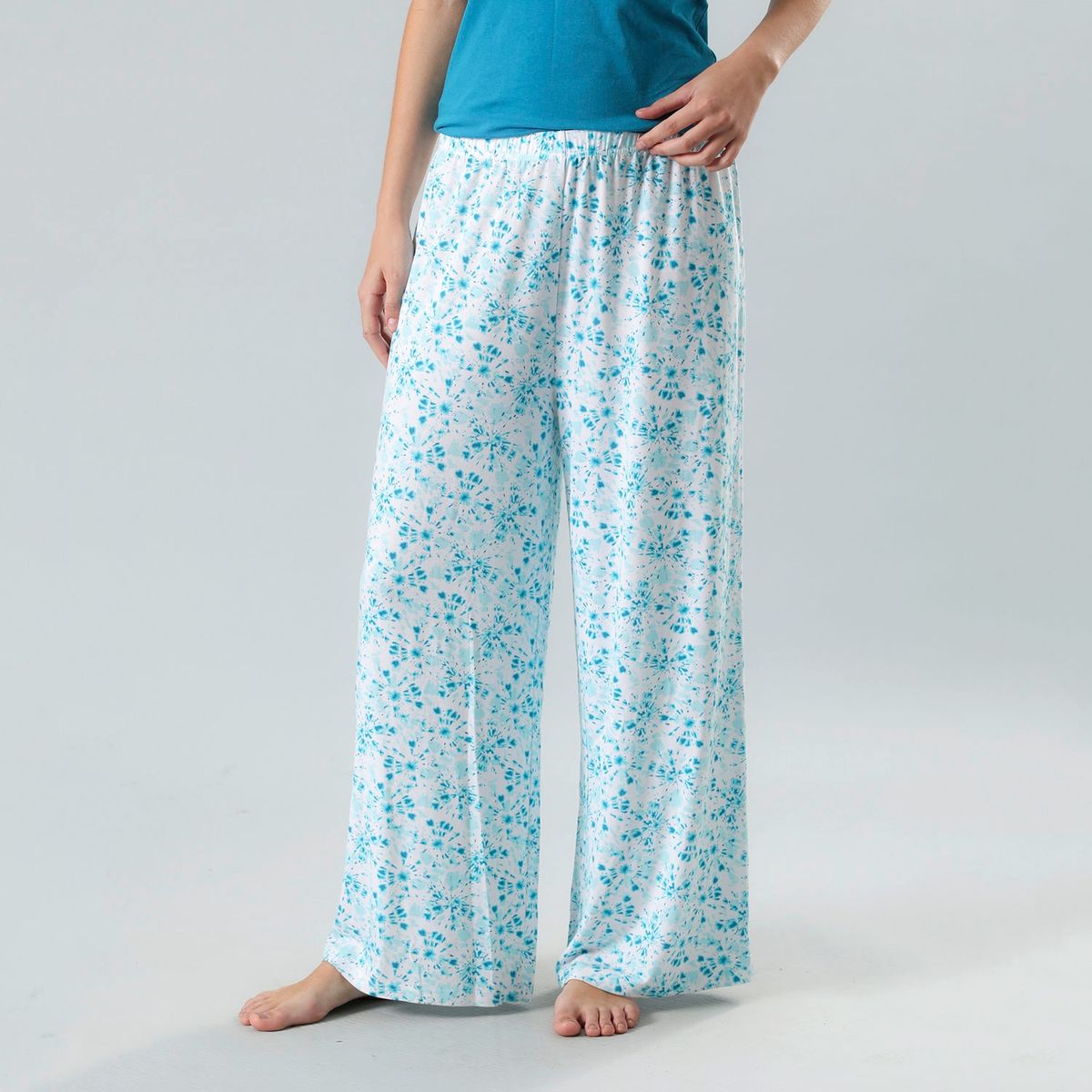 FLORES - Pack De 2 Pantalón Pijama Palazzo Mujer Flores